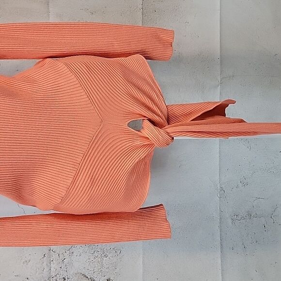 Venus orange sherbert ribbed knit sweater Women's Size S - Picture 3 of 10